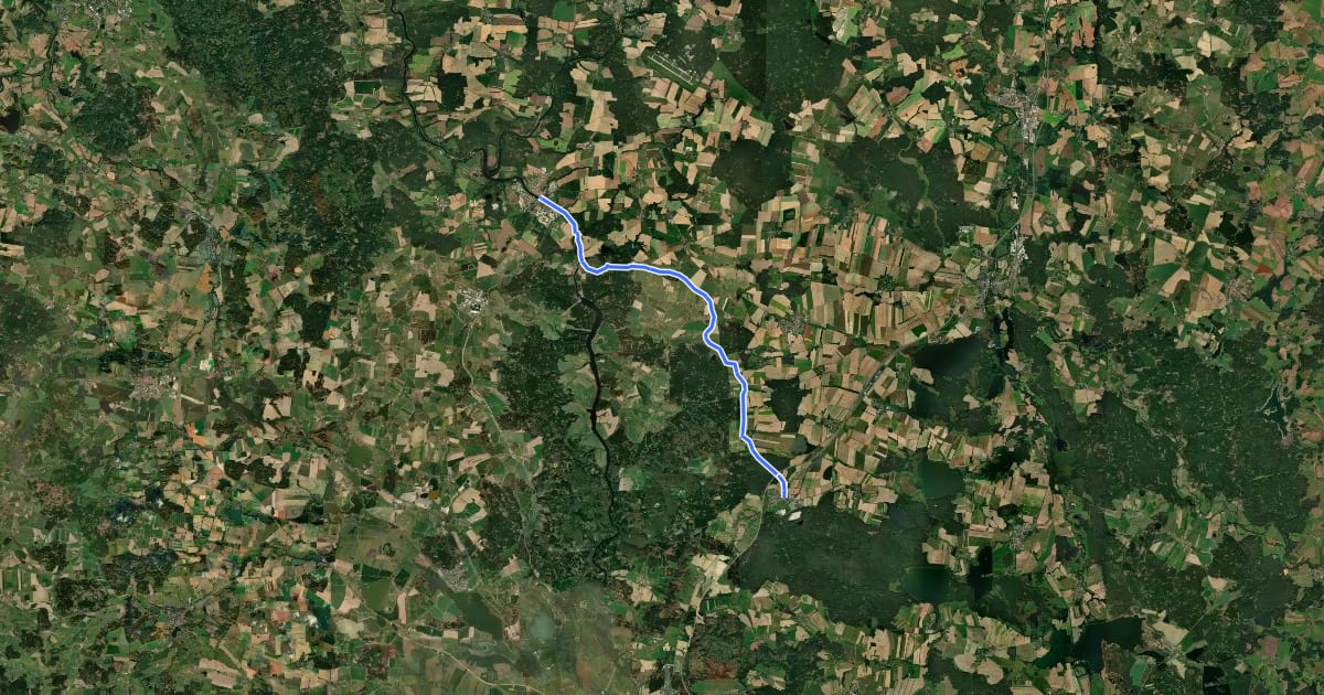 Маршрут 1060 Ševětín - Týn n. Vlt. на спутниковом снимке