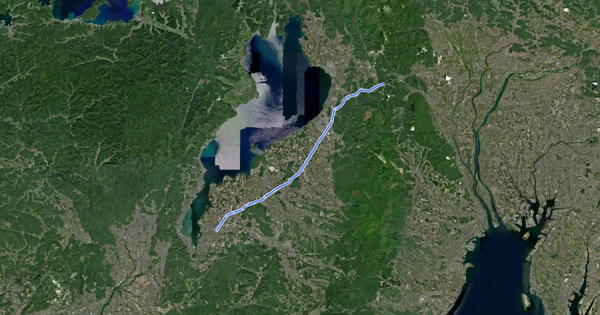 Маршрут 中山道(近江) на спутниковом снимке