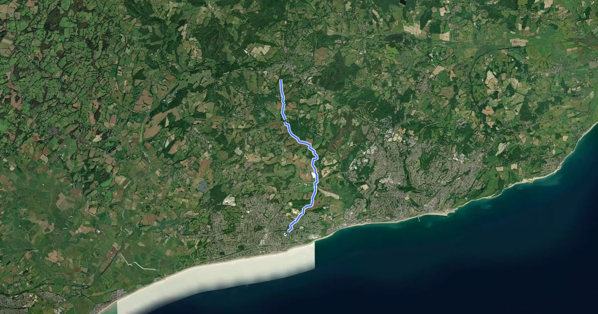 Маршрут 1066 Country Walk - Bexhill Link на спутниковом снимке