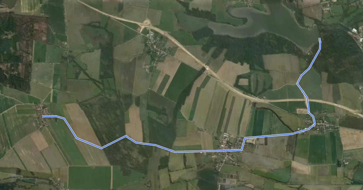 Маршрут 1086 Břehov - Bezdrev hráz на спутниковом снимке
