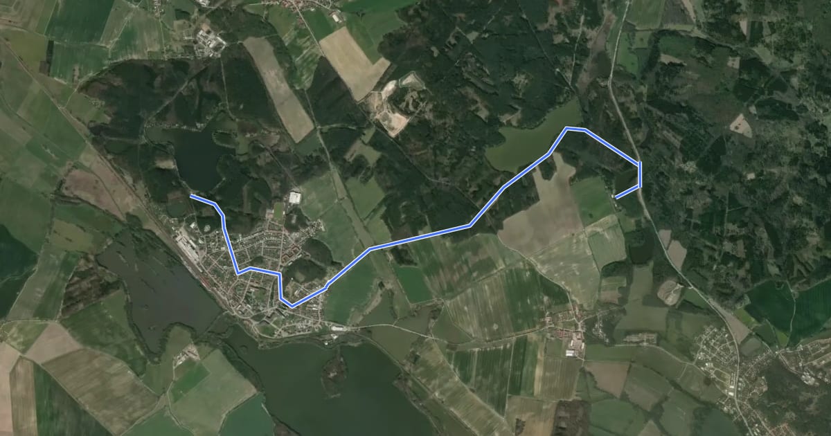 Маршрут 1087 Mydlovarský rybník - Křivonoska на спутниковом снимке