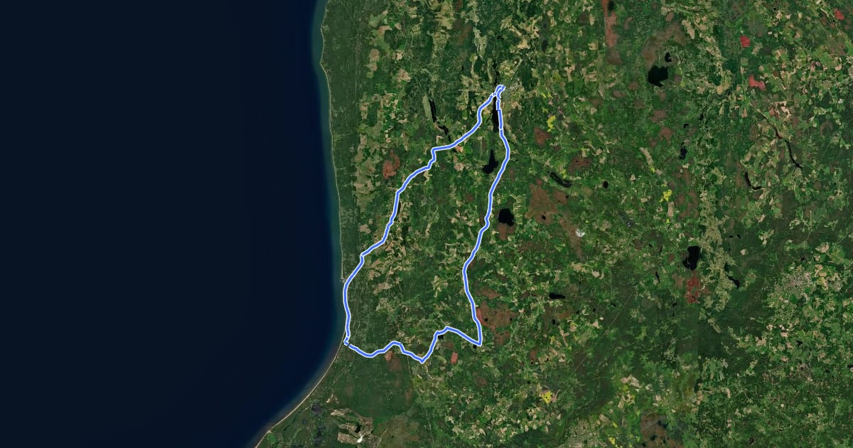 Маршрут 109: Piļu un muižu maršruts: Limbaži – Skulte – Saulkrasti – Bīriņi – Igate – Limbaži на спутниковом снимке