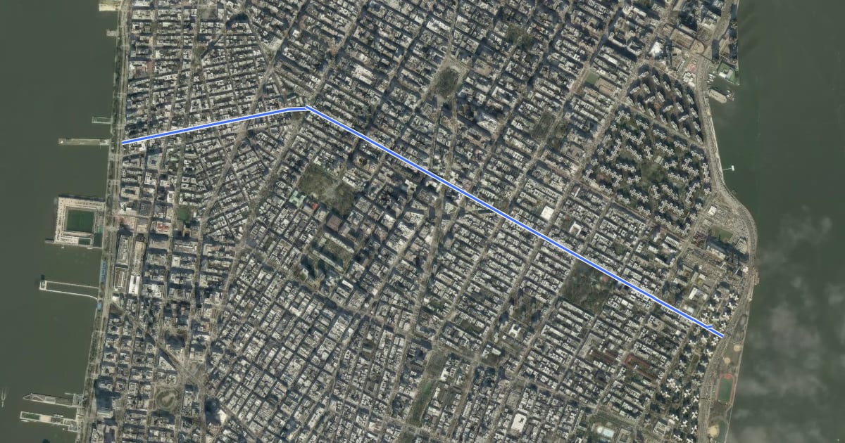 Маршрут 10th Street на спутниковом снимке