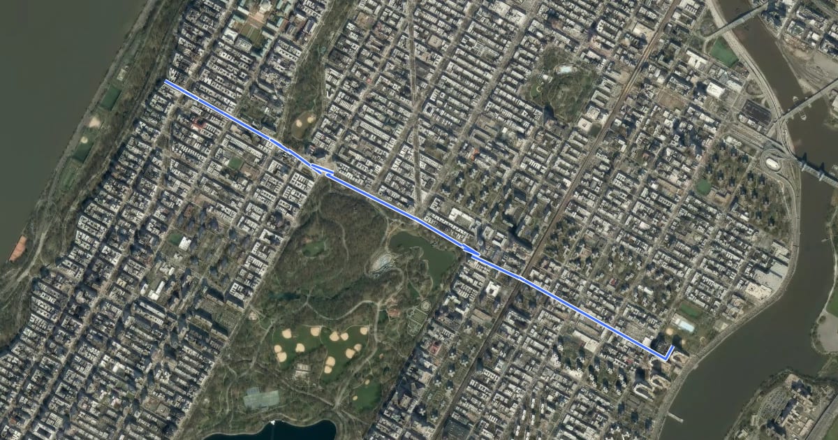 Маршрут 110th Street на спутниковом снимке