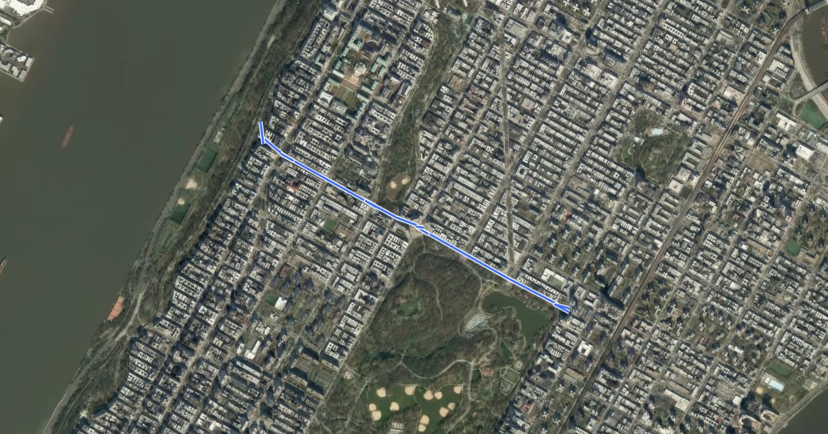 Маршрут 110th Street Westbound на спутниковом снимке
