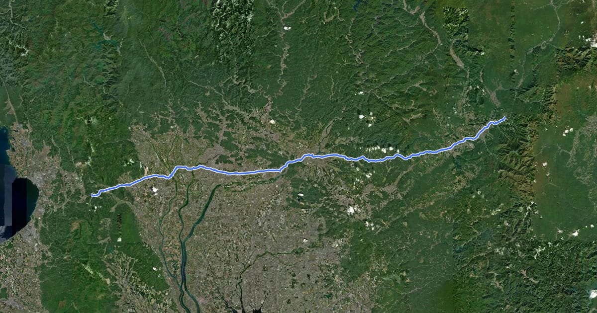 Маршрут 中山道(美濃) на спутниковом снимке