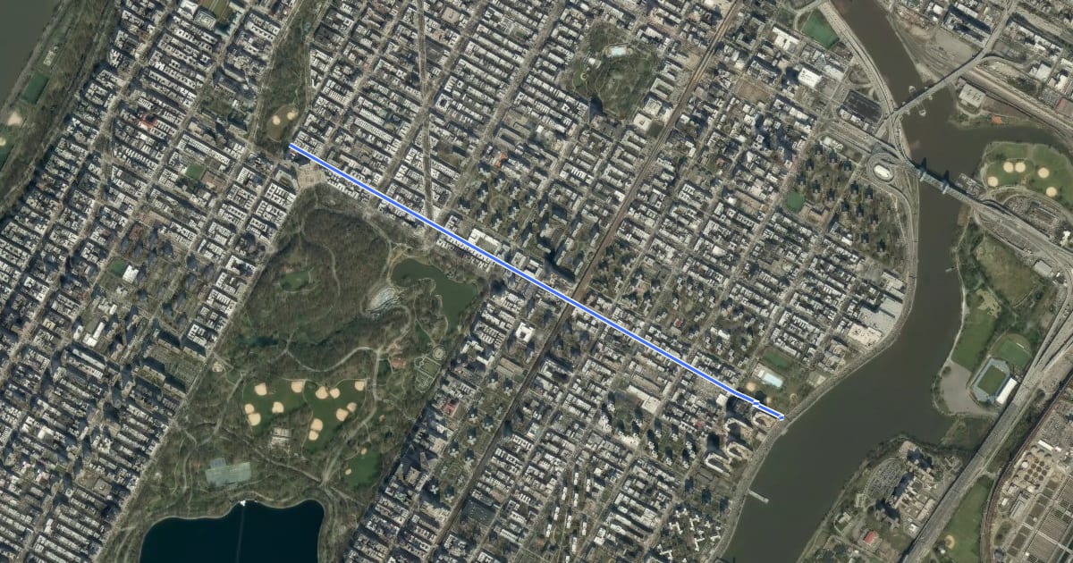 Маршрут 111th Street на спутниковом снимке