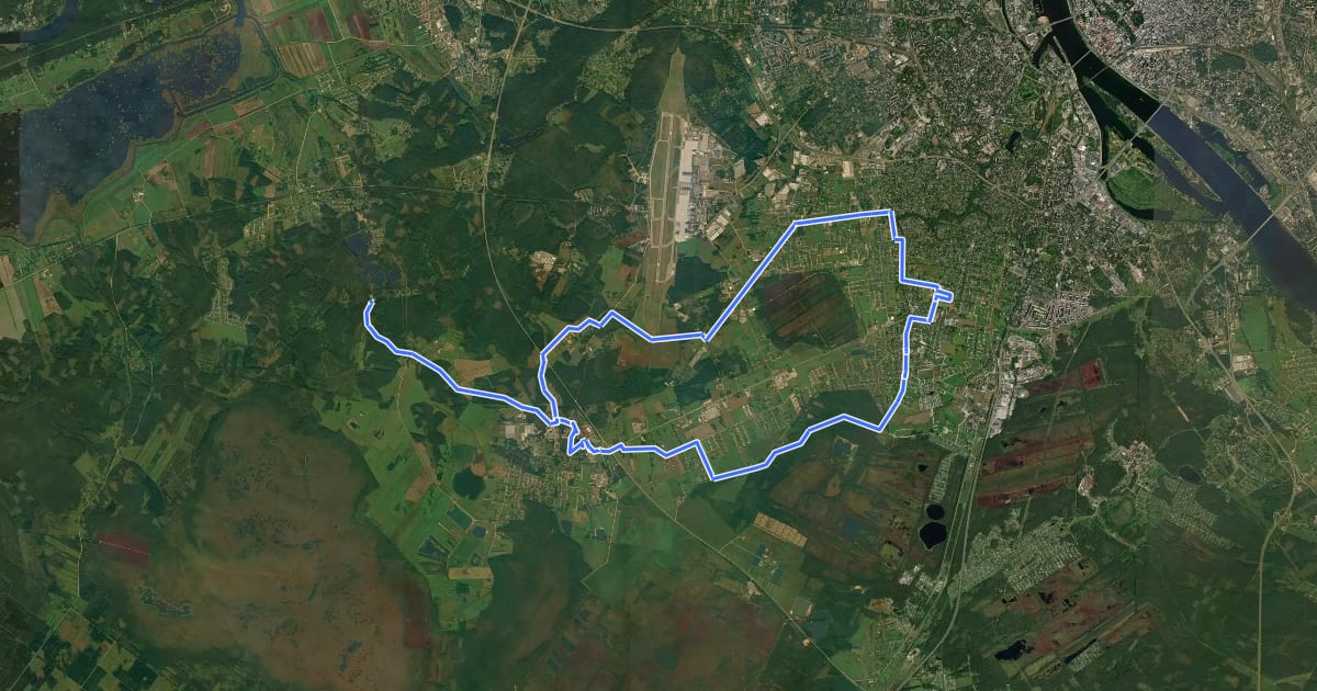 Маршрут 114: Mārupes novada dabas vērtības (33km) на спутниковом снимке