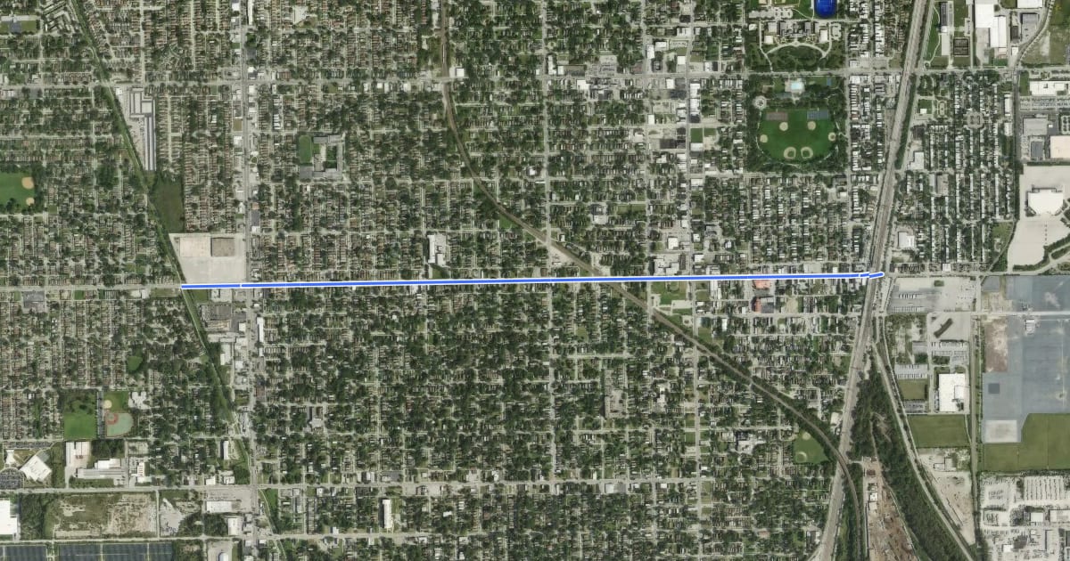 Маршрут 115th Street на спутниковом снимке