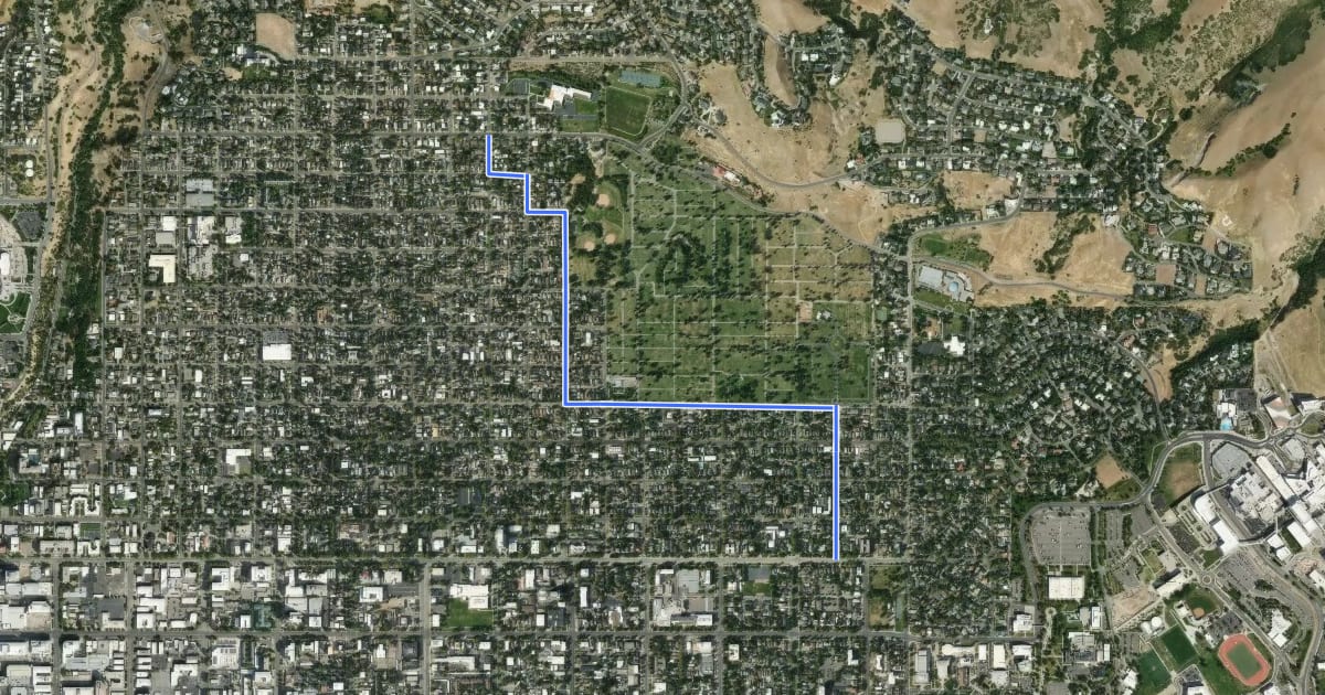 Маршрут 11th Ave to South Temple Neighborhood Byway на спутниковом снимке