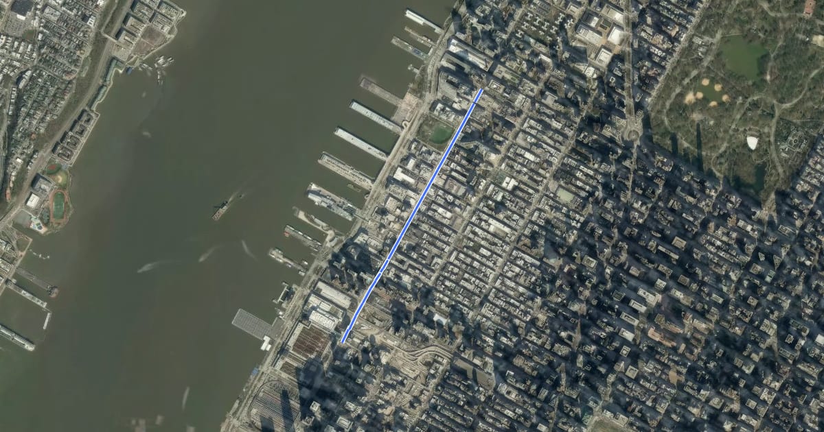 Маршрут 11th Avenue на спутниковом снимке
