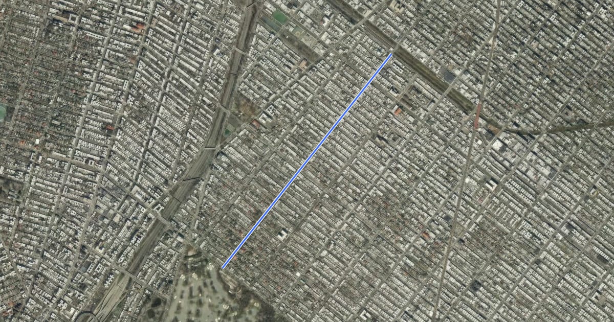 Маршрут 11th Avenue на спутниковом снимке