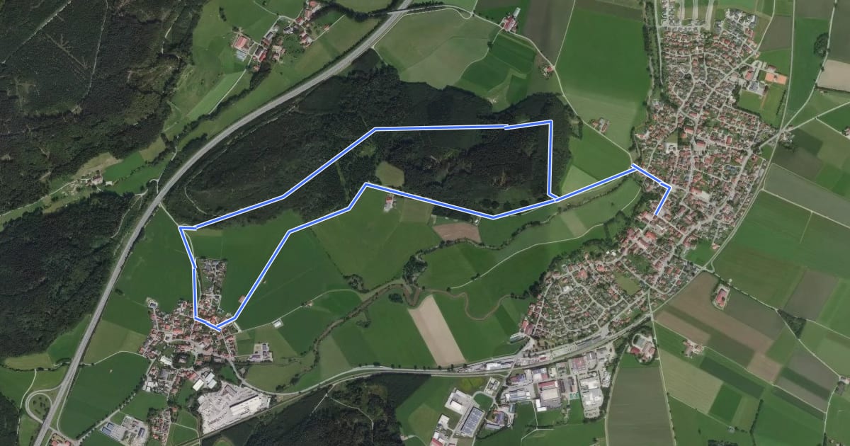 Маршрут 12 - Schanze - Rochuskapelle - Blutsberg - Altmannshofen - Bärtlehof на спутниковом снимке
