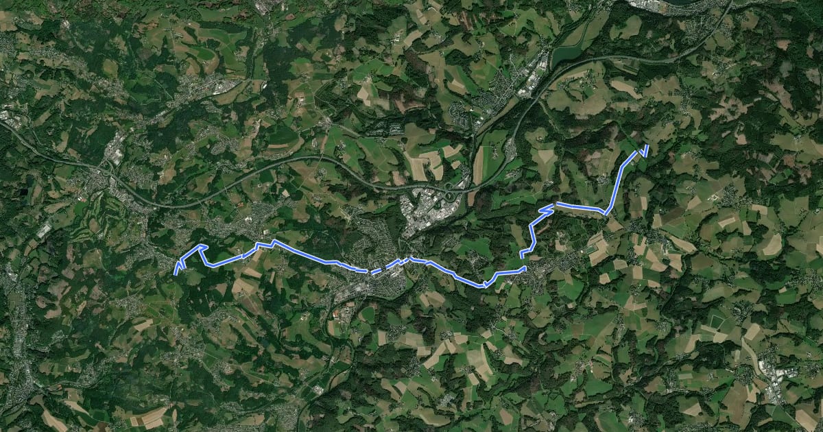 Маршрут [<12] Wanderweg 12 des KEV [Overath] на спутниковом снимке