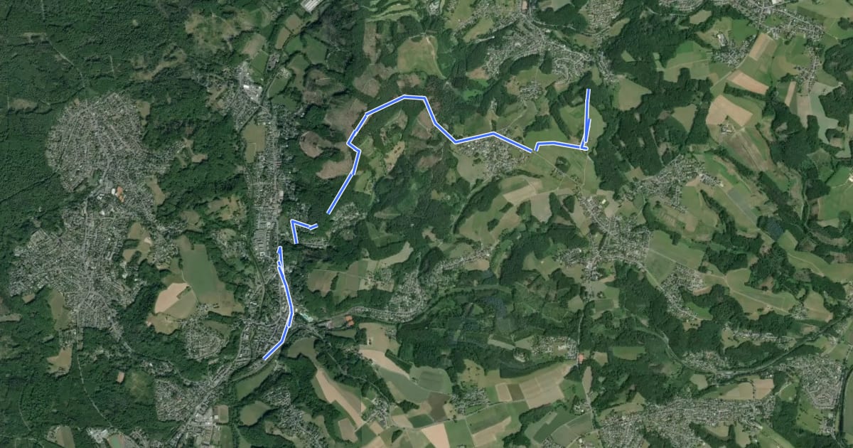 Маршрут [<12] Wanderweg 12 des KEV [Rösrath] на спутниковом снимке