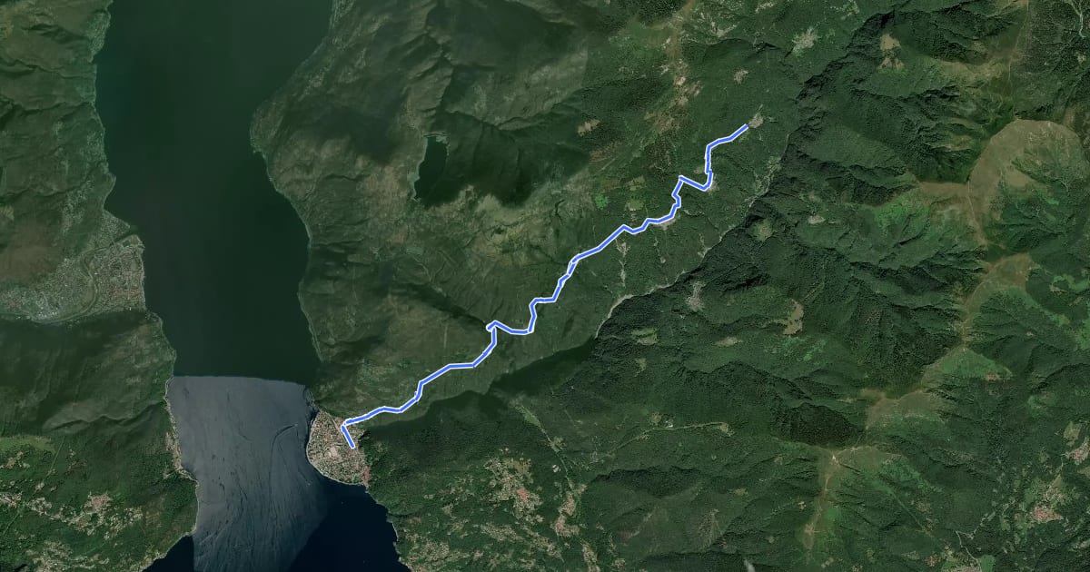 Маршрут 121 ASV (Antica strada della Veddasca) на спутниковом снимке