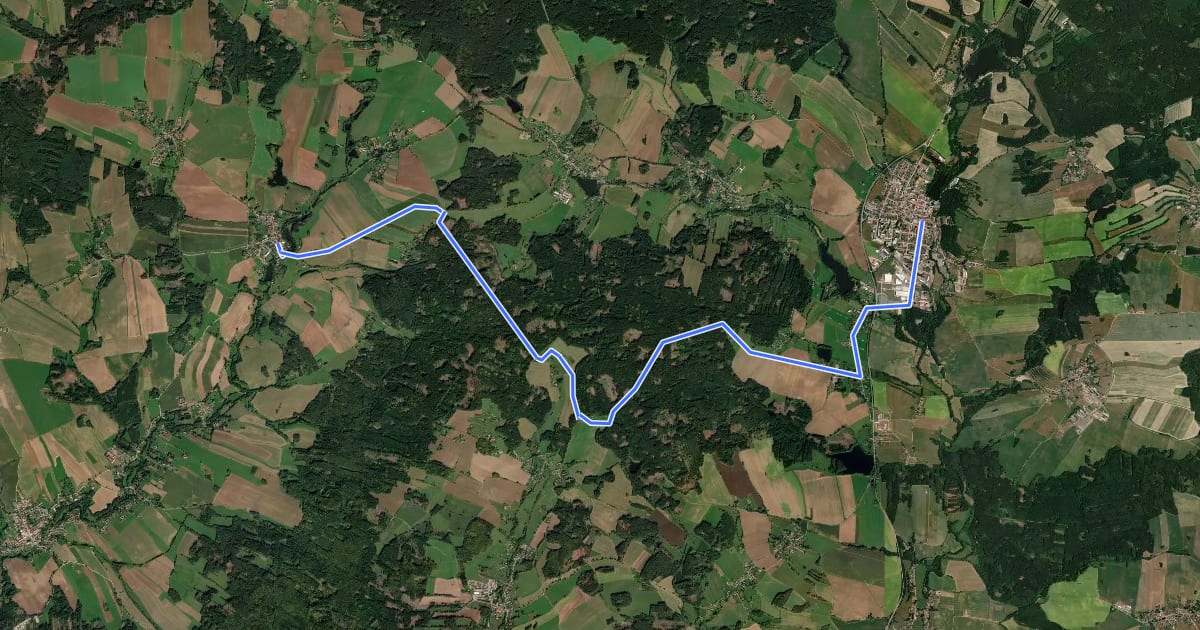 Маршрут 1215 Mnich - Kamenice nad Lipou на спутниковом снимке