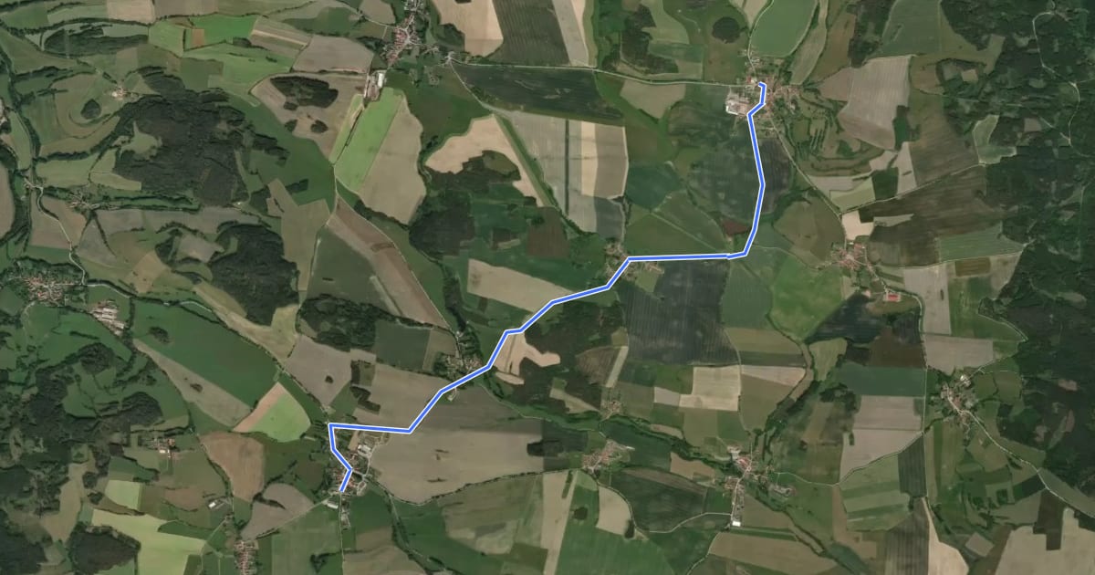 Маршрут 1247C Předslavice - Čepřovice на спутниковом снимке