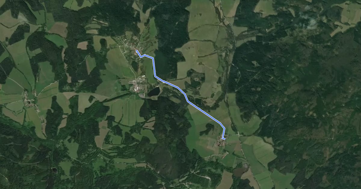 Маршрут 1250A Březovík - Ktiš на спутниковом снимке