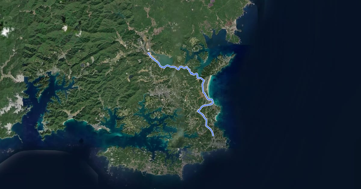 Маршрут 三重県道129号磯部大王自転車道線 на спутниковом снимке