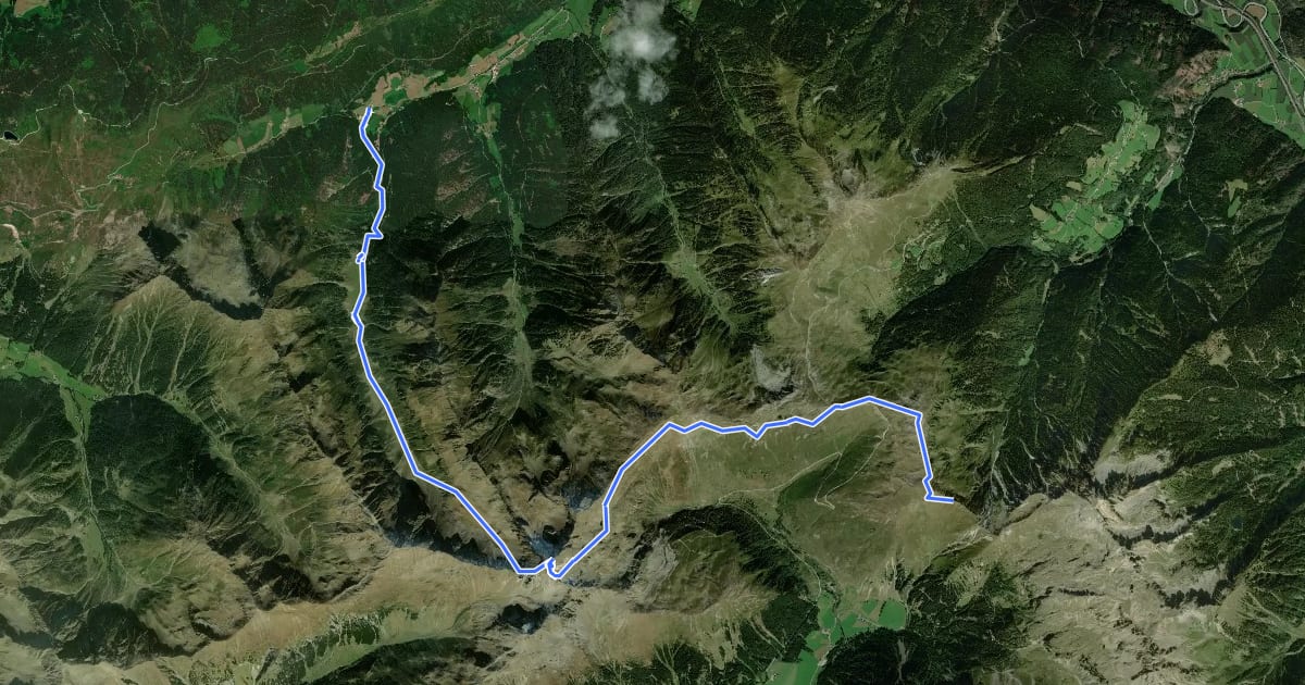 Маршрут 12A - Obertal => Sarner Weißhorn => Penser Joch на спутниковом снимке