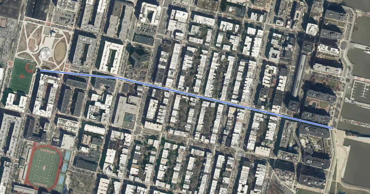 Маршрут 12th Street на спутниковом снимке