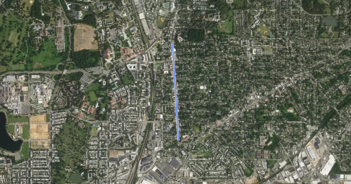 Маршрут 12th Street Northeast на спутниковом снимке