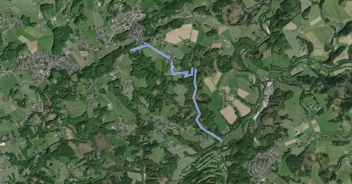 Маршрут [<13] Wanderweg 13 des KEV [Kürten] на спутниковом снимке