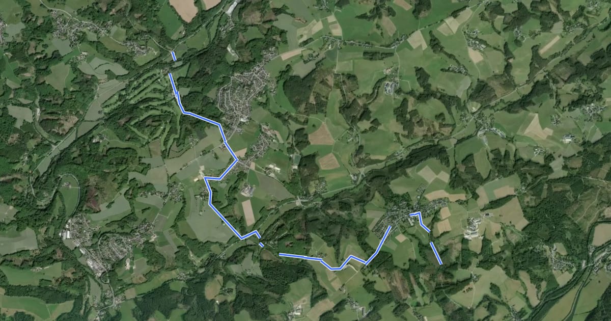 Маршрут [<13] Wanderweg 13 des KEV [Lindlar] на спутниковом снимке