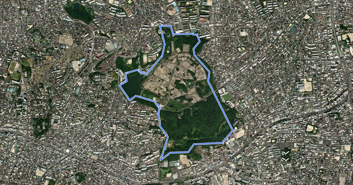 Маршрут 平和公園一万歩コース на спутниковом снимке