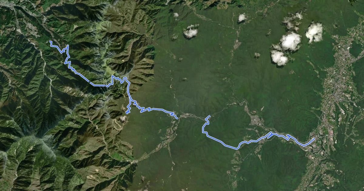 Маршрут 古代東山道 на спутниковом снимке