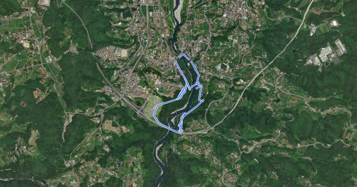 Маршрут 天龍峡遊歩道 на спутниковом снимке
