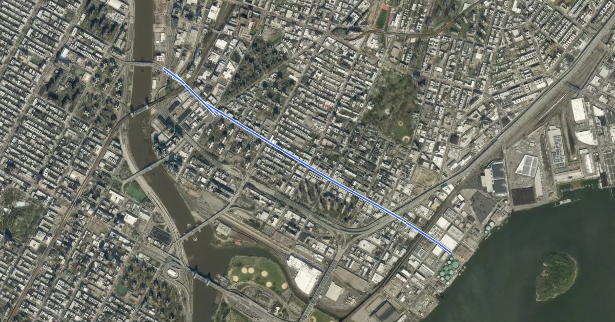 Маршрут 138th Street на спутниковом снимке