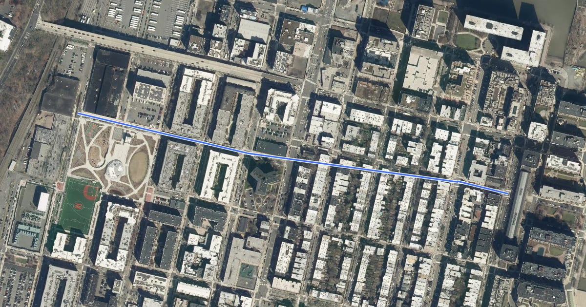Маршрут 13th Street на спутниковом снимке