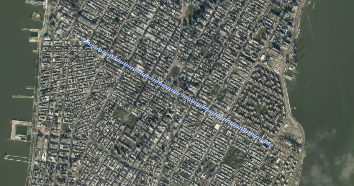 Маршрут 13th Street на спутниковом снимке