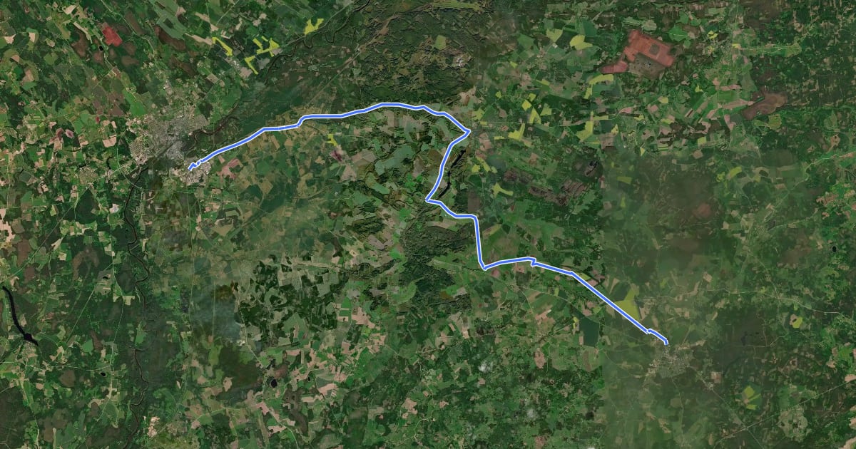 Маршрут 14: Ainaži-Valmiera-Smiltene на спутниковом снимке