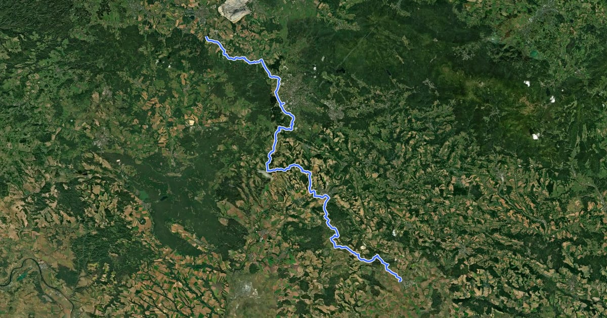 Маршрут 14 Hrádek nad Nisou - Jičín на спутниковом снимке