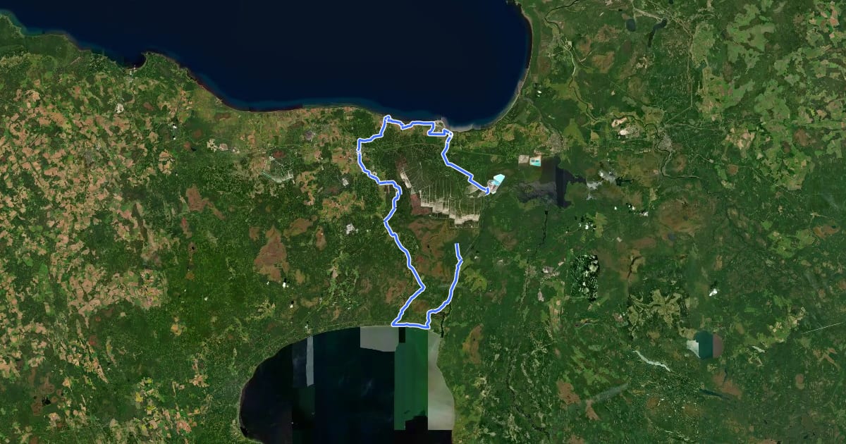 Маршрут 142: Peipsi and Narva river на спутниковом снимке