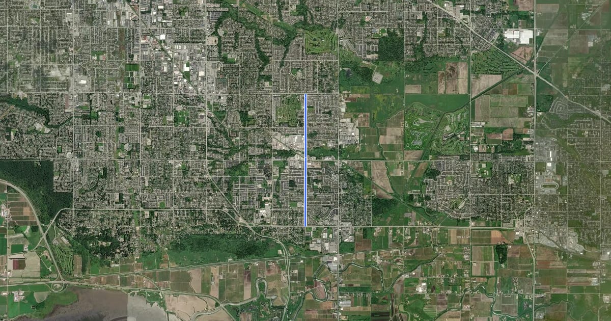 Маршрут 148 Street Bike Route на спутниковом снимке