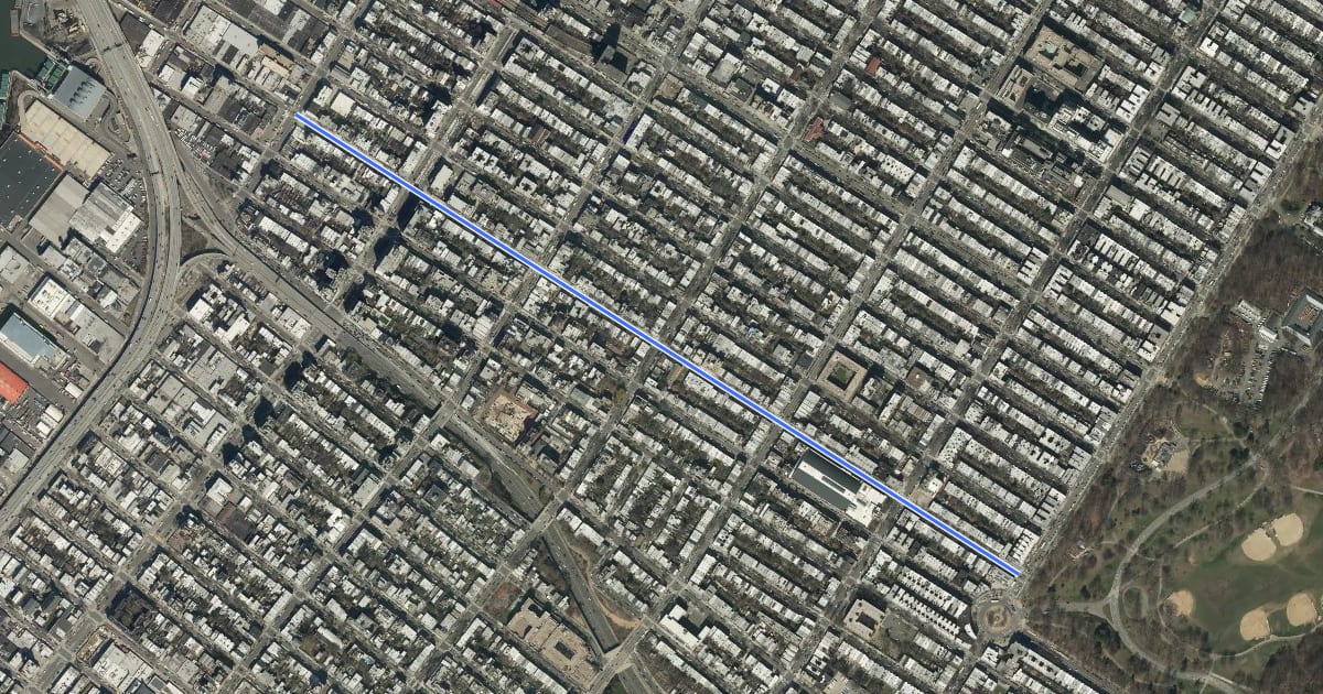 Маршрут 14th Street на спутниковом снимке