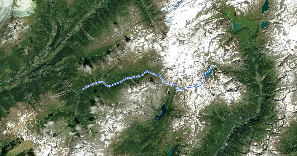 Маршрут 15-Chemin des cols alpins на спутниковом снимке