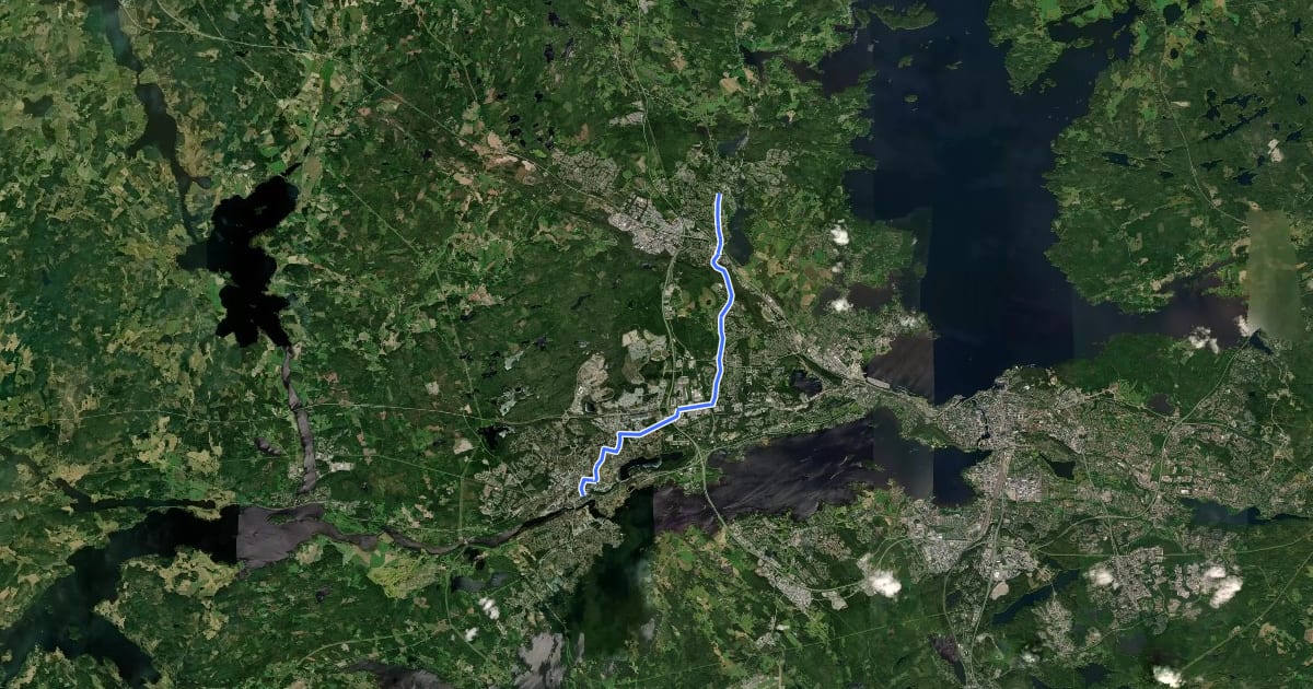 Маршрут 15 Nokia - Ylöjärvi на спутниковом снимке