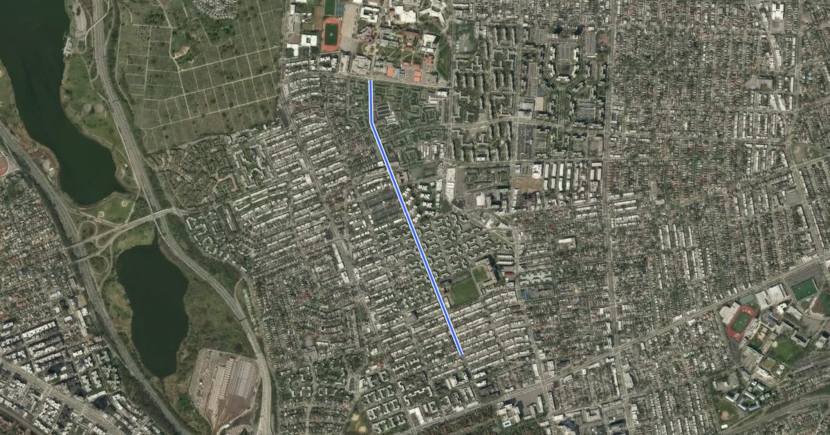 Маршрут 150th Street на спутниковом снимке