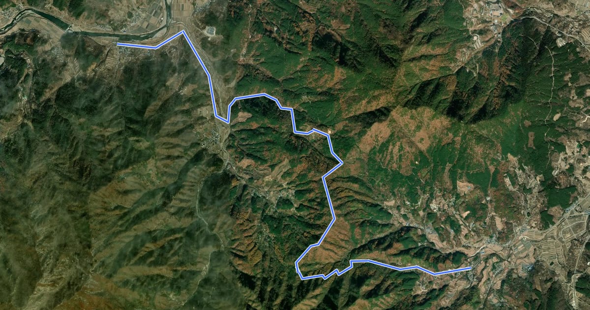 Маршрут 지리산둘레길 (동강-수철) на спутниковом снимке