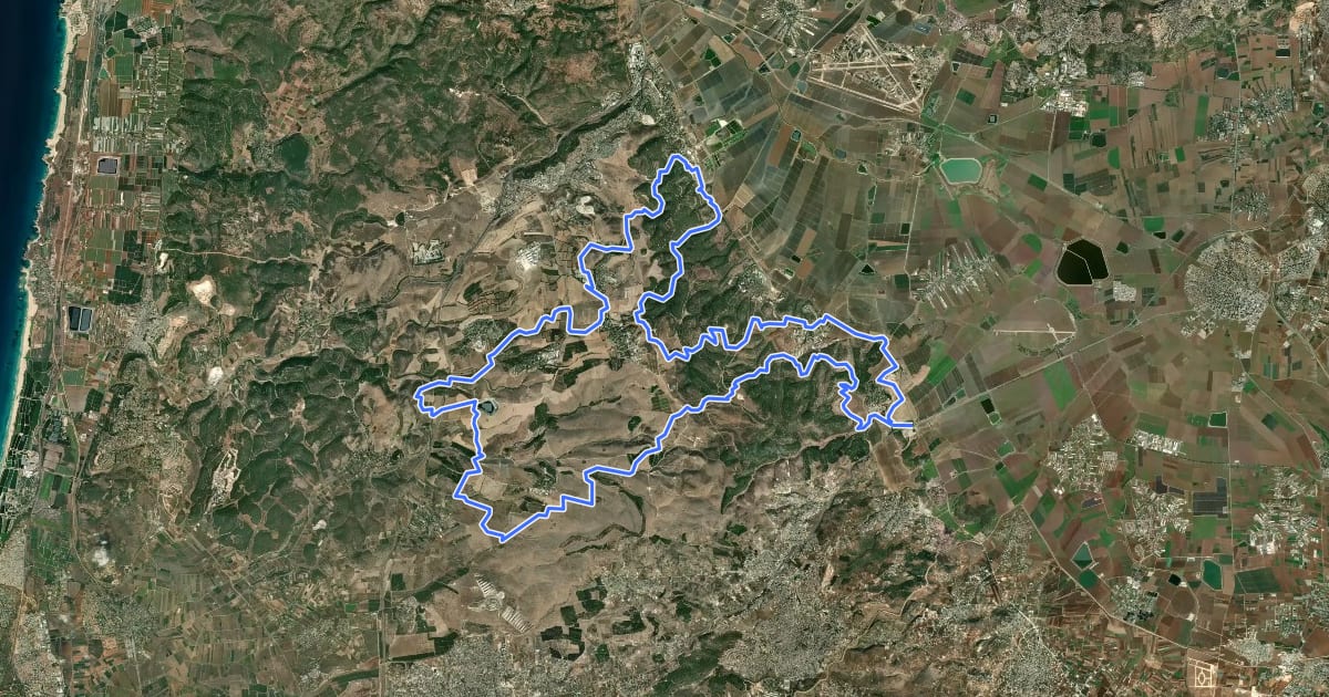 Маршрут שביל מגידו на спутниковом снимке