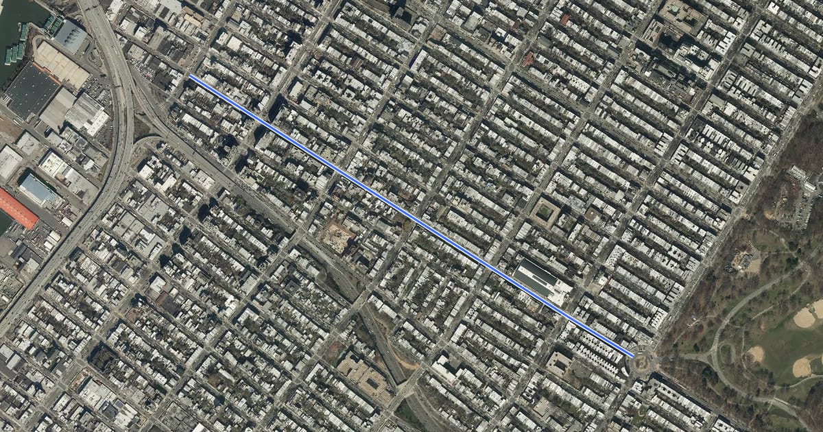 Маршрут 15th Street на спутниковом снимке