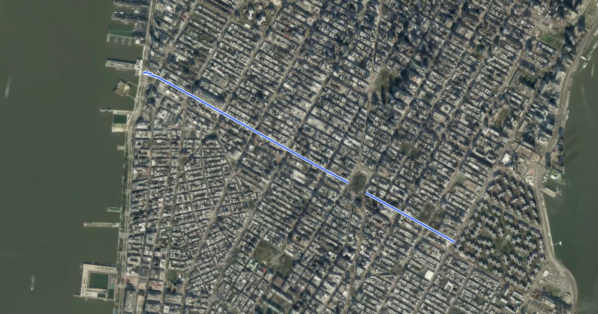 Маршрут 15th Street на спутниковом снимке