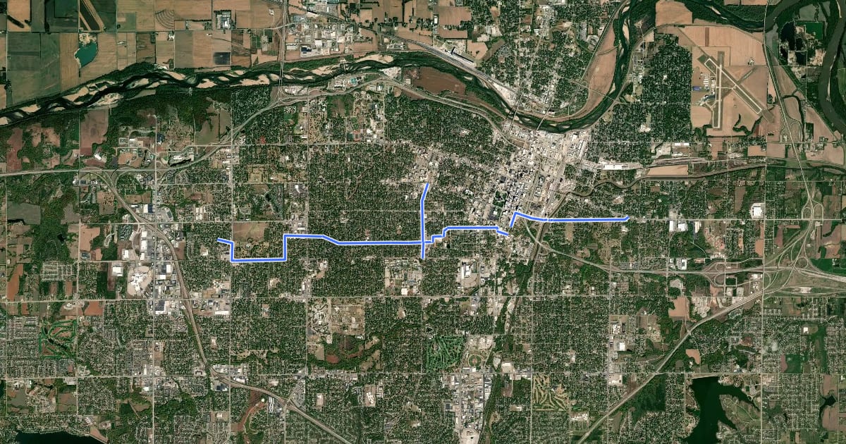 Маршрут 15th Street Bikeway на спутниковом снимке