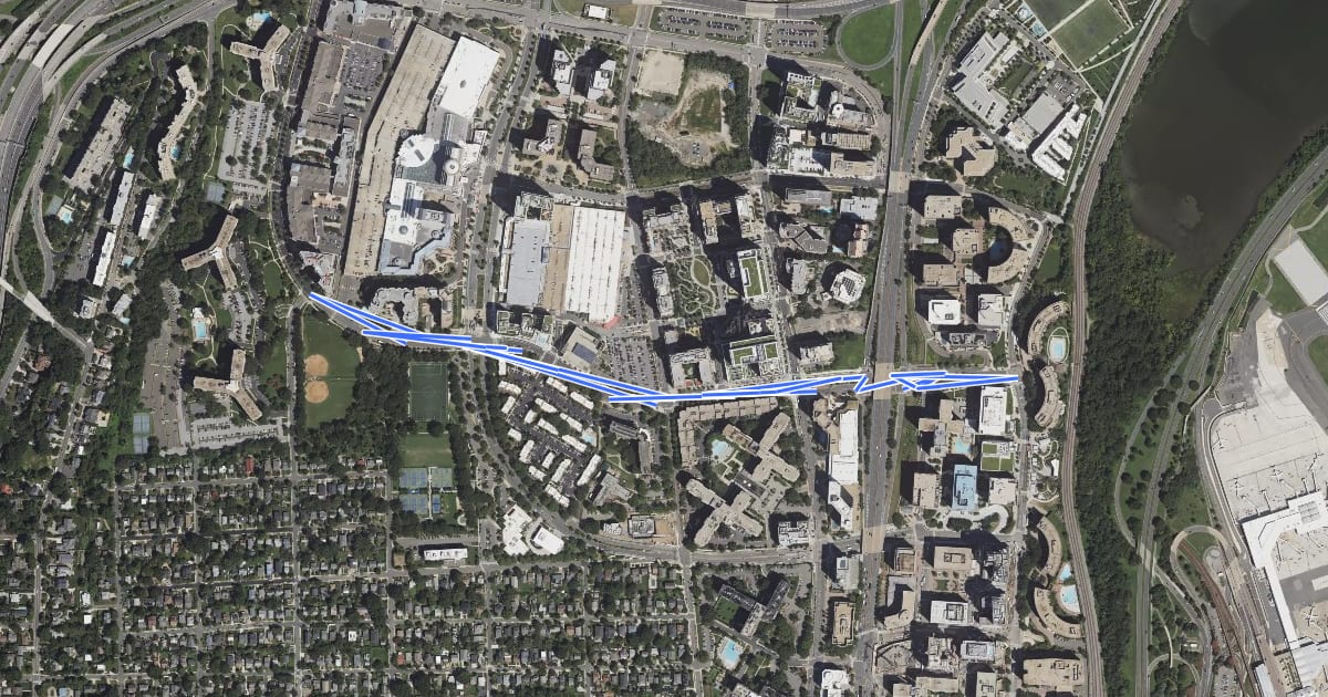 Маршрут 15th Street South на спутниковом снимке