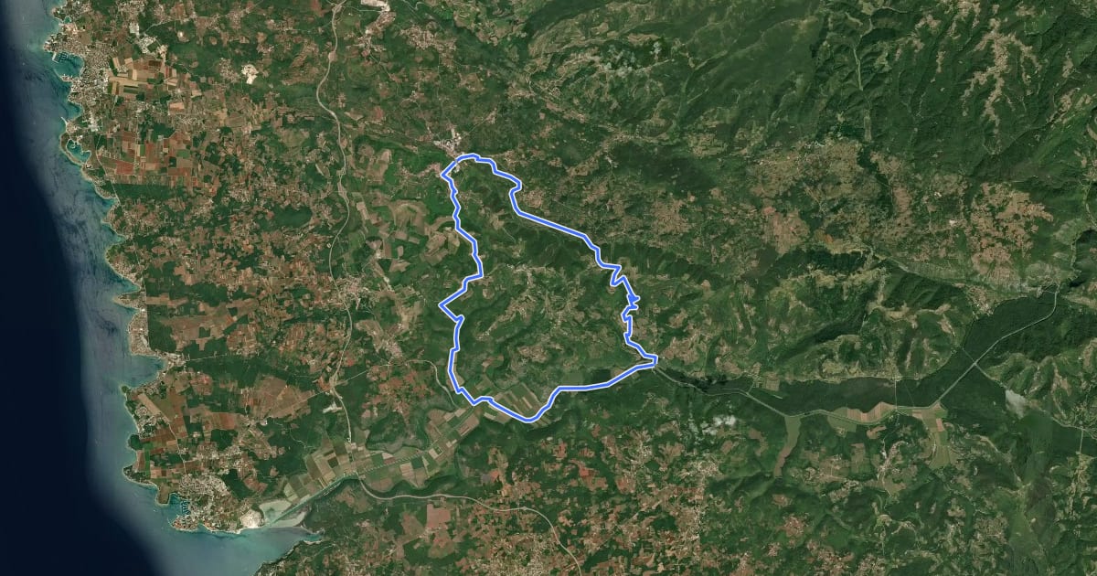 Маршрут 16 - Istrian hills road на спутниковом снимке
